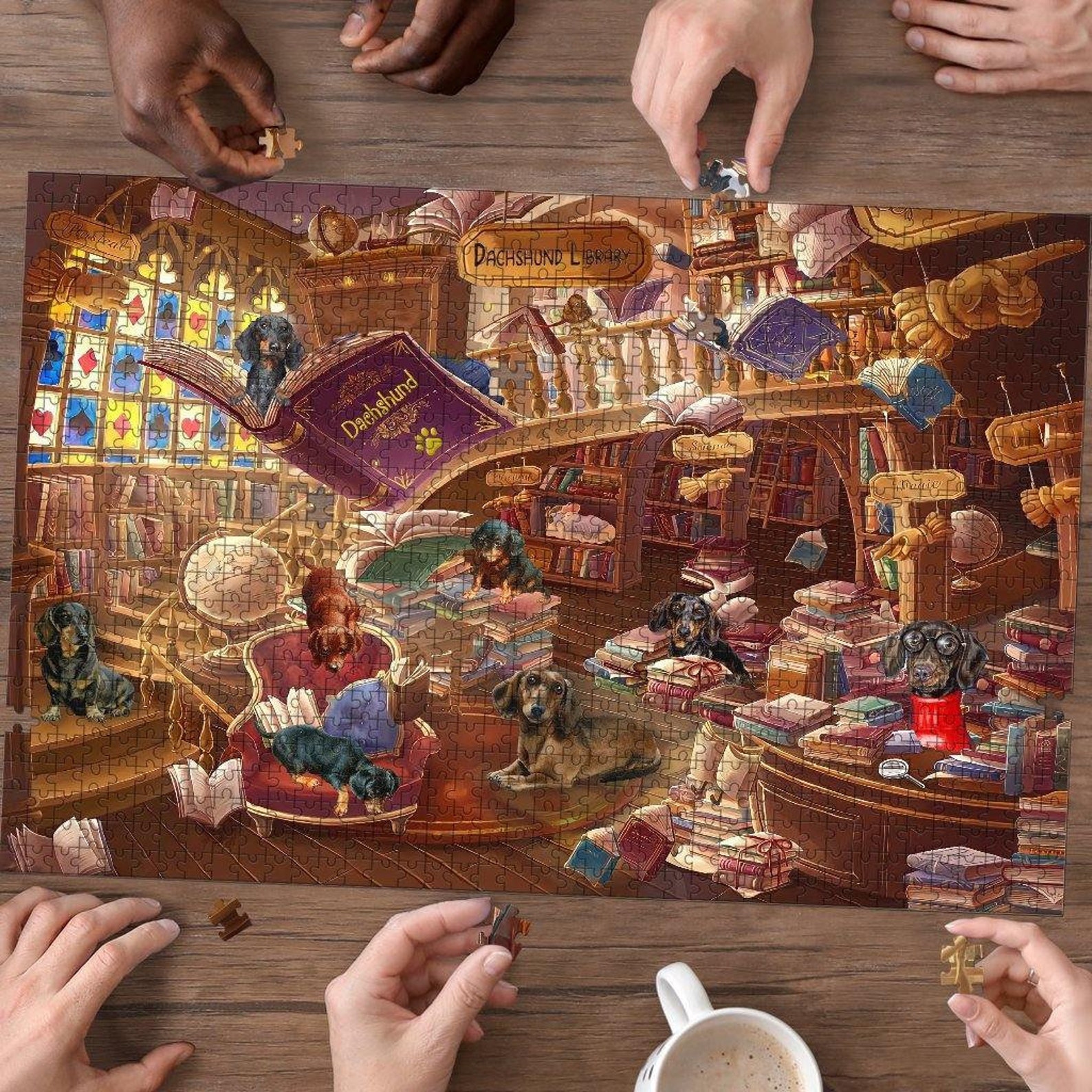 Dackel in der Bibliothek Puzzle Hund Geburtstagsgeschenk Etsy