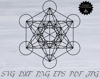 Geometrische SVG, Heilige Geometrie SVG, Metatron Würfel, spirituelle SVG, Tattoo SVG, geschnittene Dateien Cricut, Eps, Pdf, Dxf