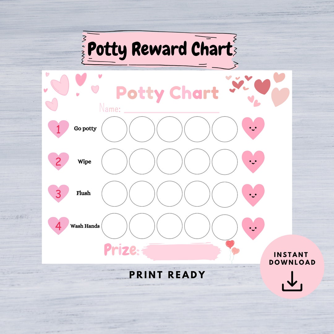 Printable Potty Training Chart for Girl, Kids Reward Chart, Potty Sticker Chart, Toddler Chart ...