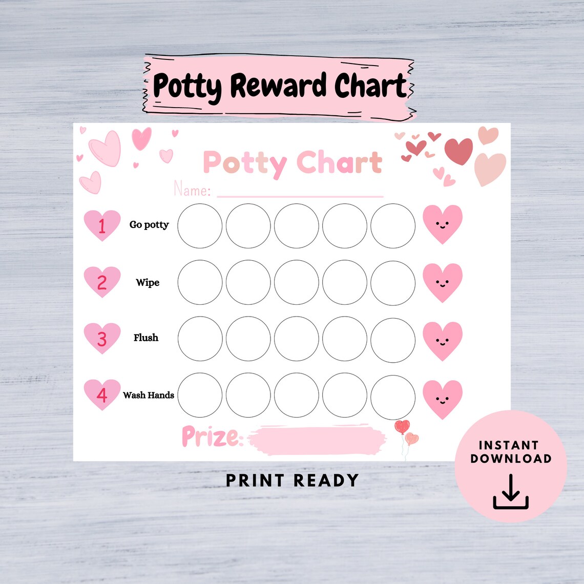 Printable Potty Training Chart for Girl, Kids Reward Chart, Potty ...