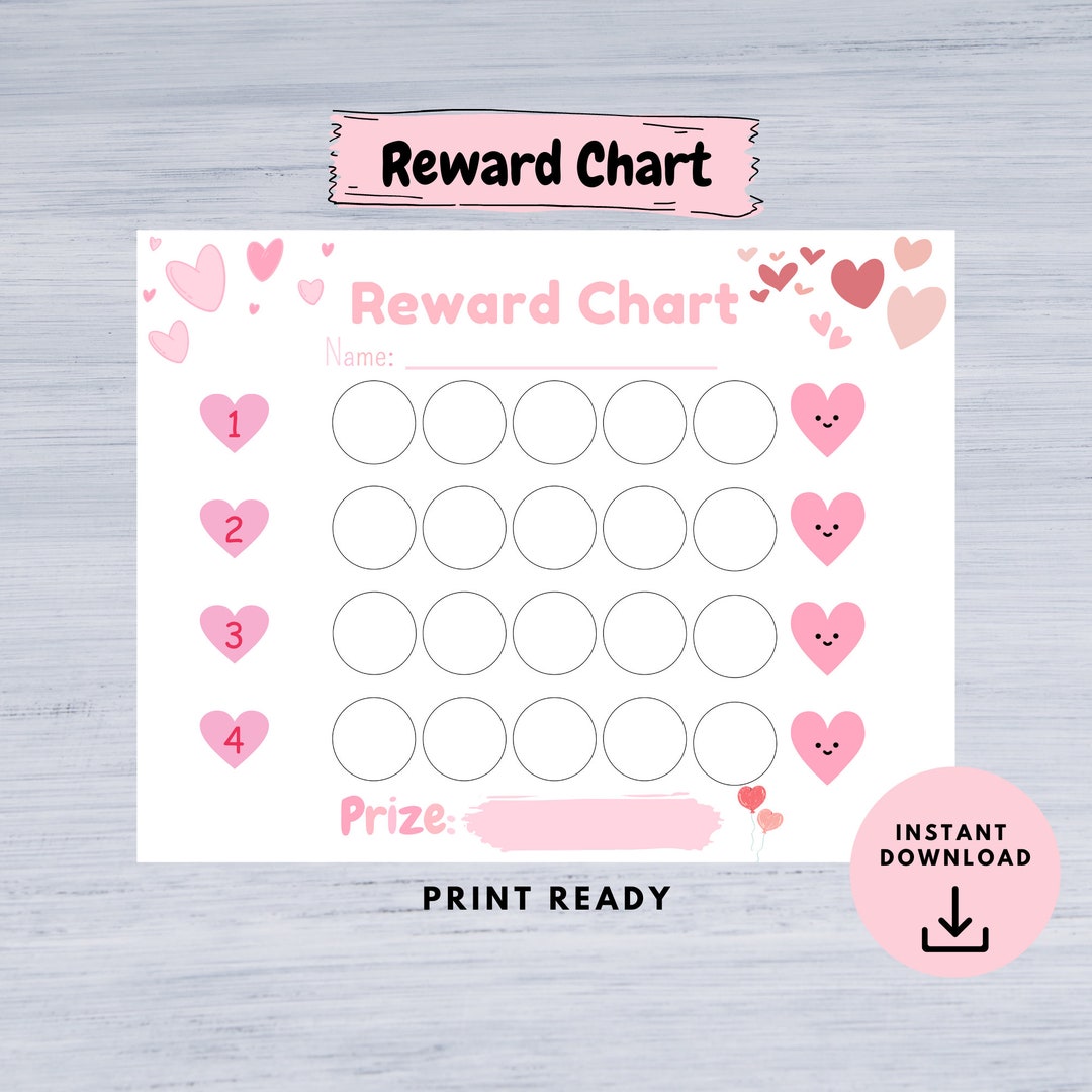 Printable Reward Chart for Girl, Kids Reward Chart, Chore Chart ...