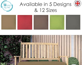 Premium Garden / Outdoor Weather-Resistant Bench Cushion Seat Pad Customised Sizes – Made in the UK | 5 Designs & 12 Sizes