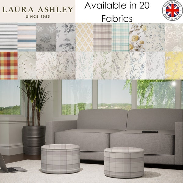 Luxurious Premium Laura Ashley Indoor Pouffe Footstool | 40 colour options | Made in UK | Fast Delivery