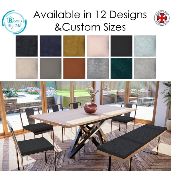 2 Pack Premium Indoor Chair Pads Filled for Kitchen and Dining Furniture | 12 Designs & Custom Sizes