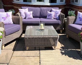 Premium Garden/Outdoor-Replacement Weather-Resistant Sofa Cushions (Back and Seat Pad) Customised Sizes. Made in the UK. 10 Colours/24 Sizes