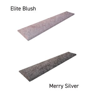 May include: Two fabric swatches, one in a light pink and gray color called "Elite Blush" and the other in a dark gray color called "Merry Silver".