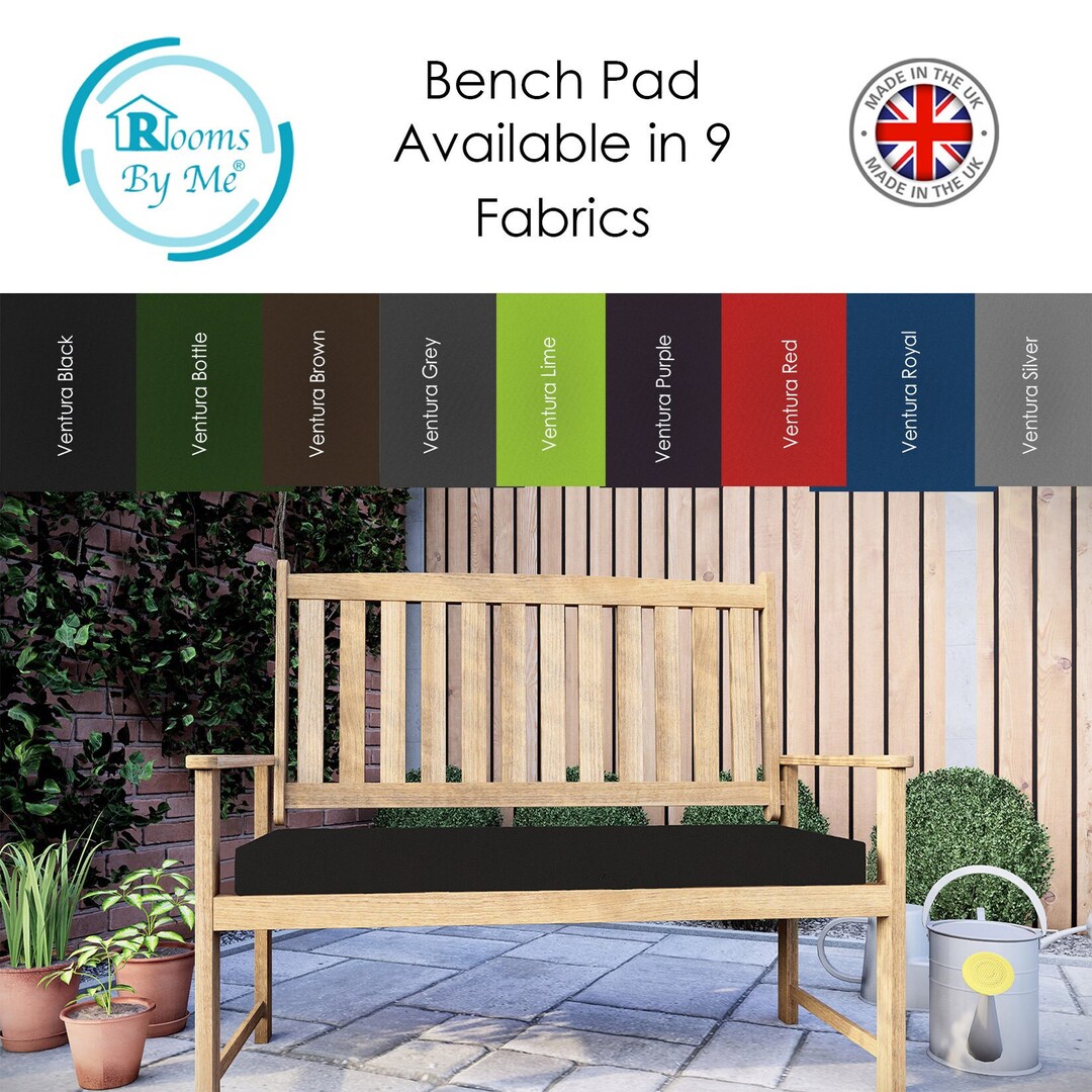 Premium Garden Outdoor Weather-resistant Bench Cushion Seat Pad  Customised Sizes – Made in the UK Designs 12 Sizes