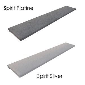 May include: Two acoustic panels, one gray and one light gray, with the text "Spirit Platine" and "Spirit Silver" below each panel.