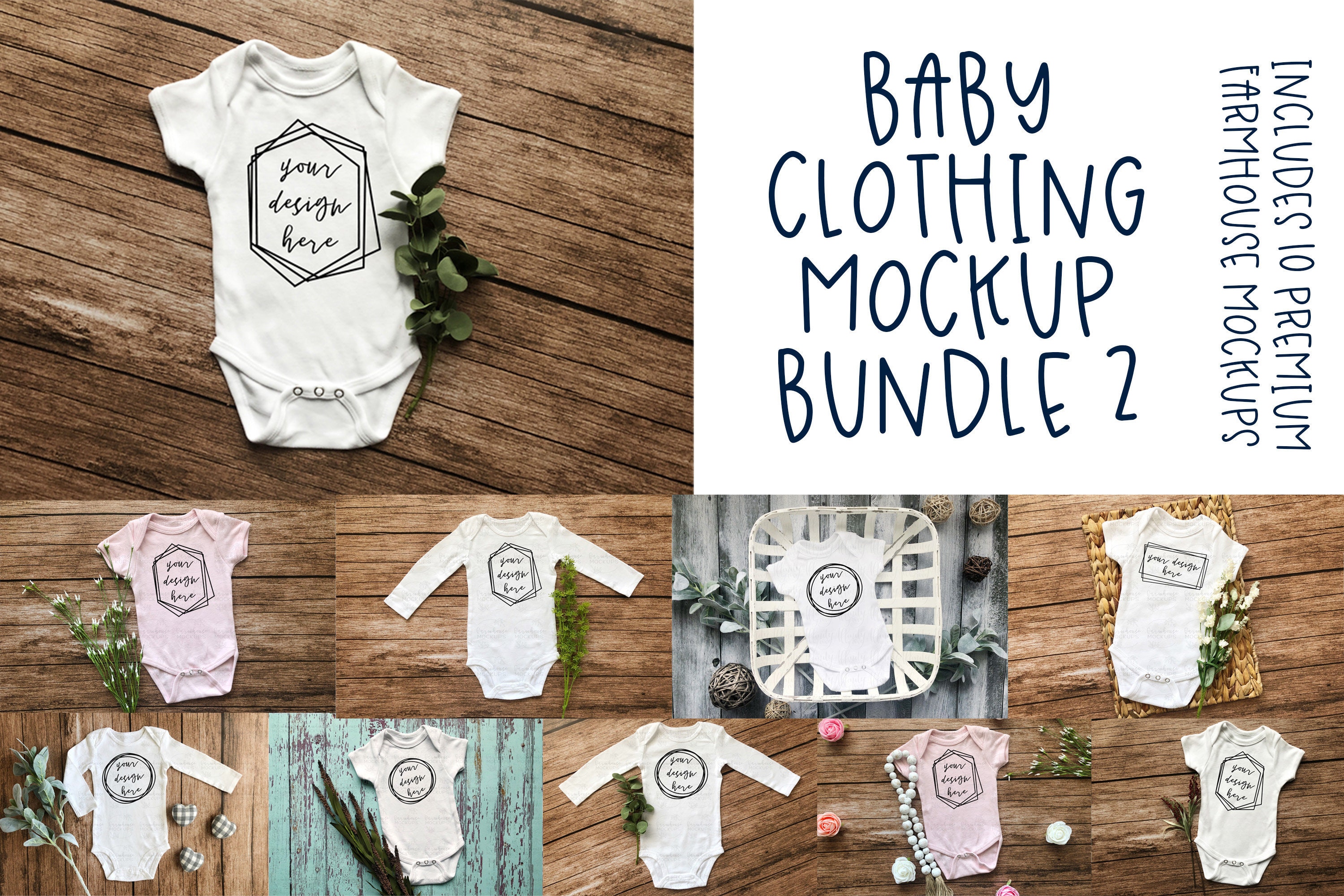 Download Onesie Mockup Bundle With Farmhouse Baby Onesie Mockups Etsy