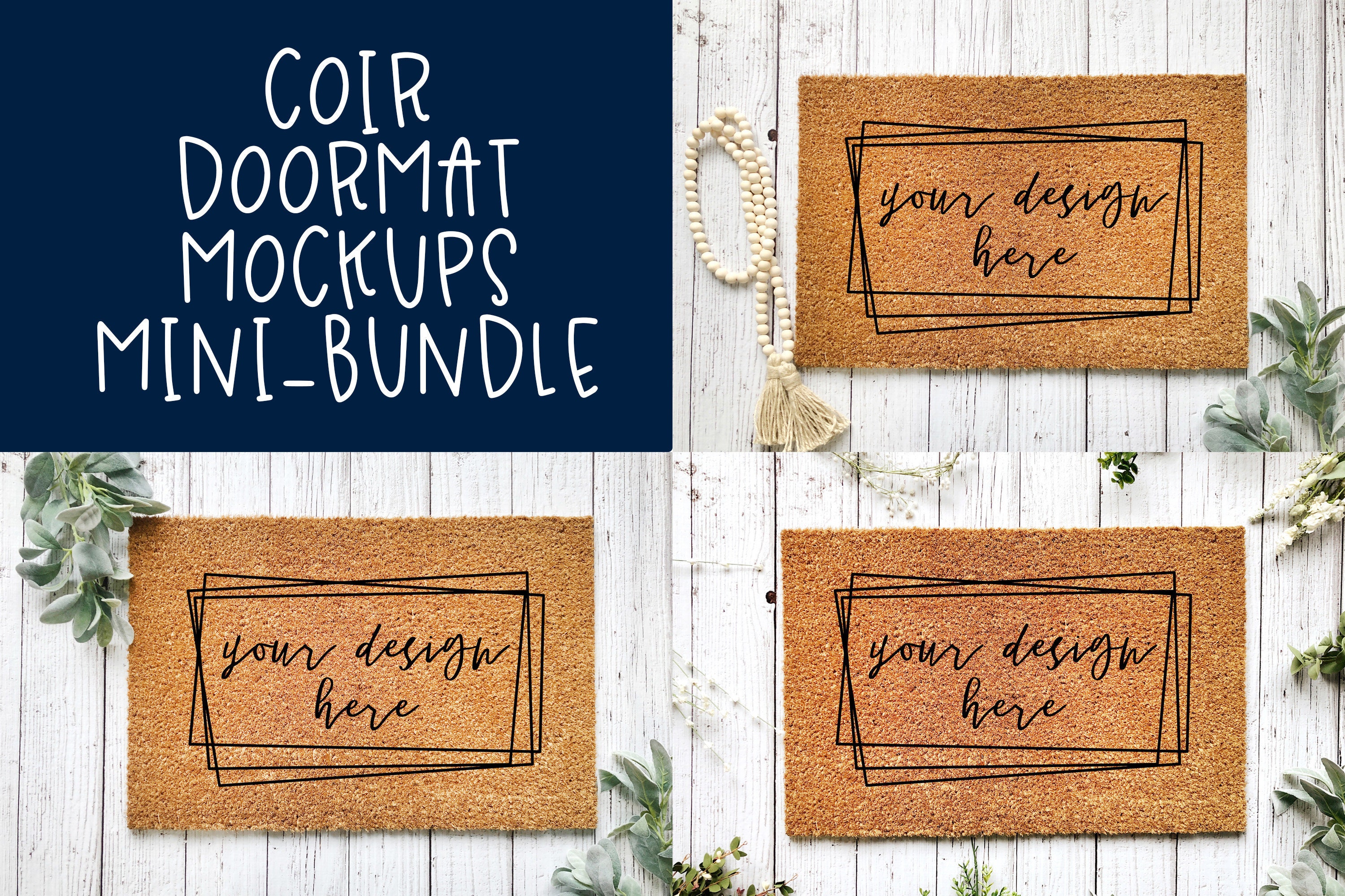 Download 3 Door Mat Mockup BUNDLE Farmhouse Coir Doormat Mockup | Etsy