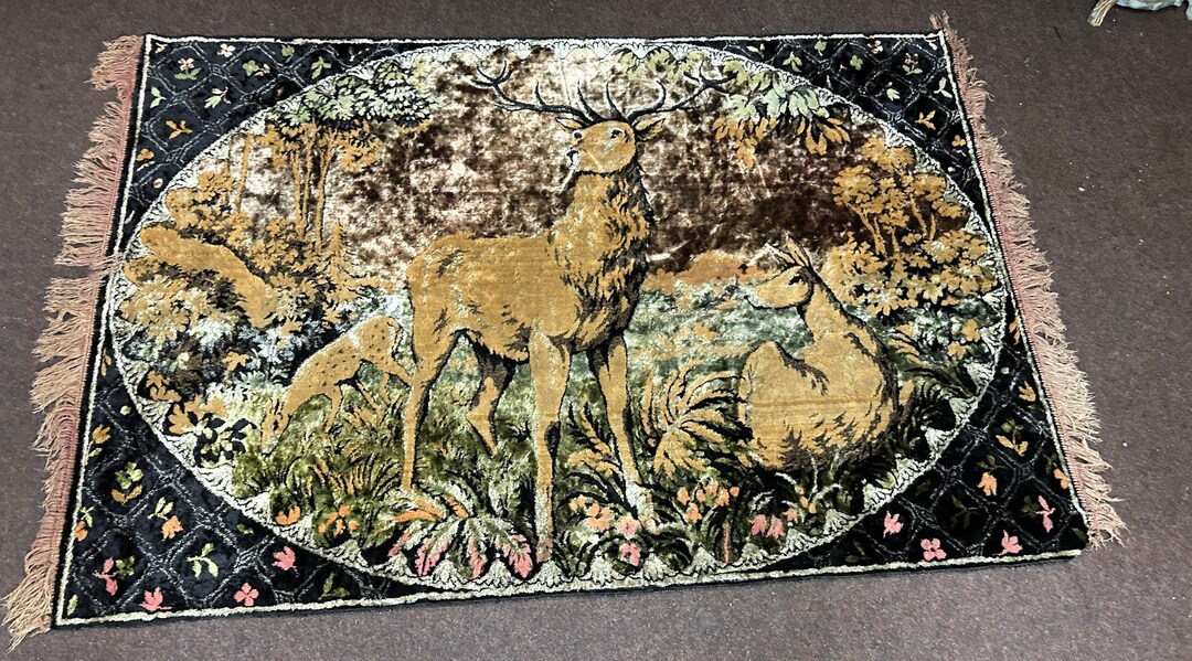 Beautiful Woollen and Silk Stag Wall Rug - Etsy