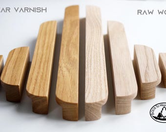 Maniglie in legno H06 Line, rovere massello, estremità arrotondate, maniglie lunghe per mobili, maniglie per cassetti in legno, maniglie sottili per guardaroba, maniglie in legno moderne