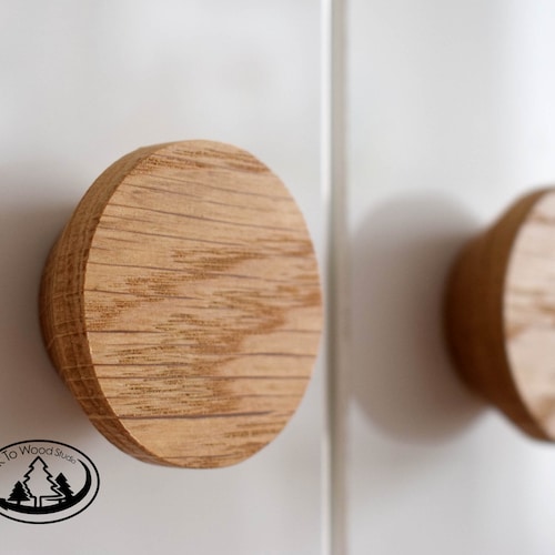 Wooden Half Circle Handles Wood Drawer Knobs Oak Half Moon Etsy