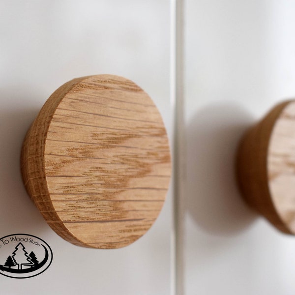 Poignées rondes en bois, boutons de tiroir en bois, poignée ronde en chêne, poignées de garde-robe, poignées en bois minimalistes, boutons d'armoire ronds