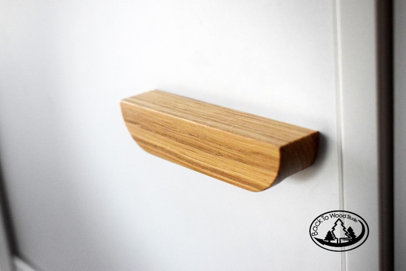 Soft Rounded Handles H06 Line Wooden Handles, Solid Oak, Rounded Ends, Long Cabinet Pulls ...