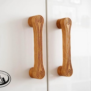 Wooden linear handles, Wood drawer knobs, Oak handles, Wardrobe handles, Kitchen handles, Line Cabinet Pulls