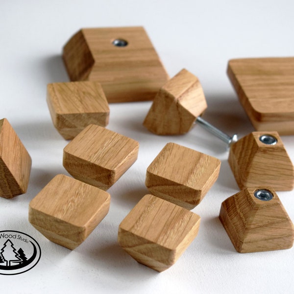 Small Wooden Square Handles, Wood Drawer Knobs, Oak Square Handle, Wardrobe Pulls, Minimalist Wooden Handles, Square Cabinet Knobs, One Inch