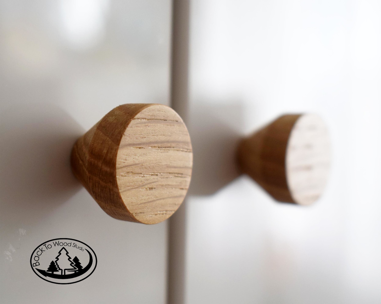 Small Wooden Round Handles Wood Drawer Knobs Oak Circle Etsy