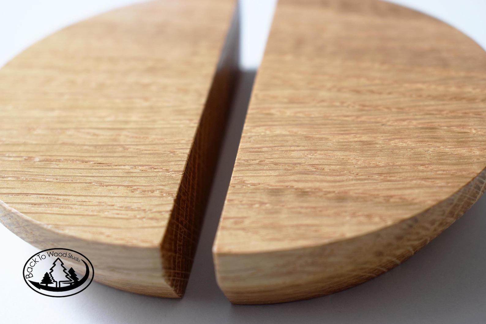 Wooden Half Circle Handles, Wood Drawer Knobs, Oak Half Moon Handle