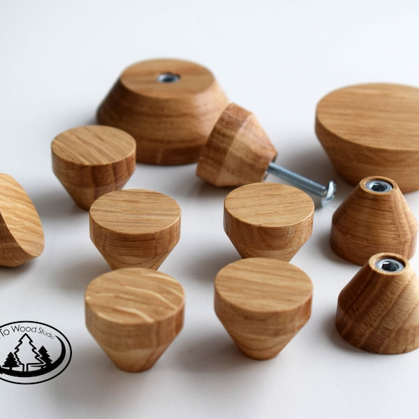 Petites poignées rondes en bois, Boutons de tiroir en bois, Poignée ronde en chêne, Poignées de garde-robe, Poignées en bois minimalistes, Boutons de meuble ronds, 2,5 cm