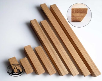 Maniglie in legno Line, Rovere massiccio, Estremità angolate, Maniglie lunghe per mobili minimaliste, Maniglie per cassetti in legno, Maniglie sottili per guardaroba, Maniglie moderne in legno