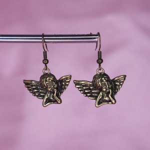 Baby Angel Brass Cherub Earrings | Handmade Vintage Style Jewelry