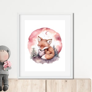 Sleepy Fox | Nursery Woodland Print | Nursery Wall Art | Woodland Nursery Decor | Nursery Prints | Printable Wall Art | Nursery Decor