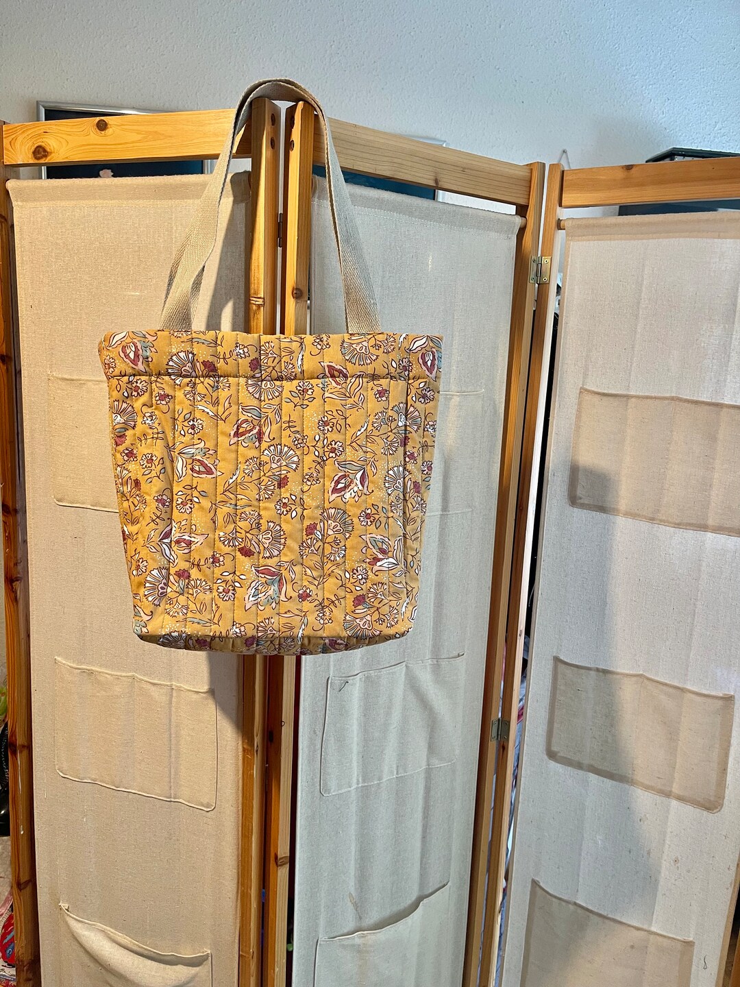 Book Bag/ Tote Bag Quilted Fabric Bag With Inside Pocket Etsy