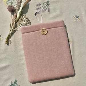Booksleeve linen look/ book pouch, pink or blue linen look fabric