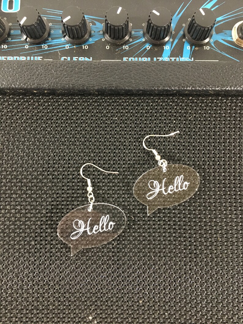 Hello World Earrings in acrylic
