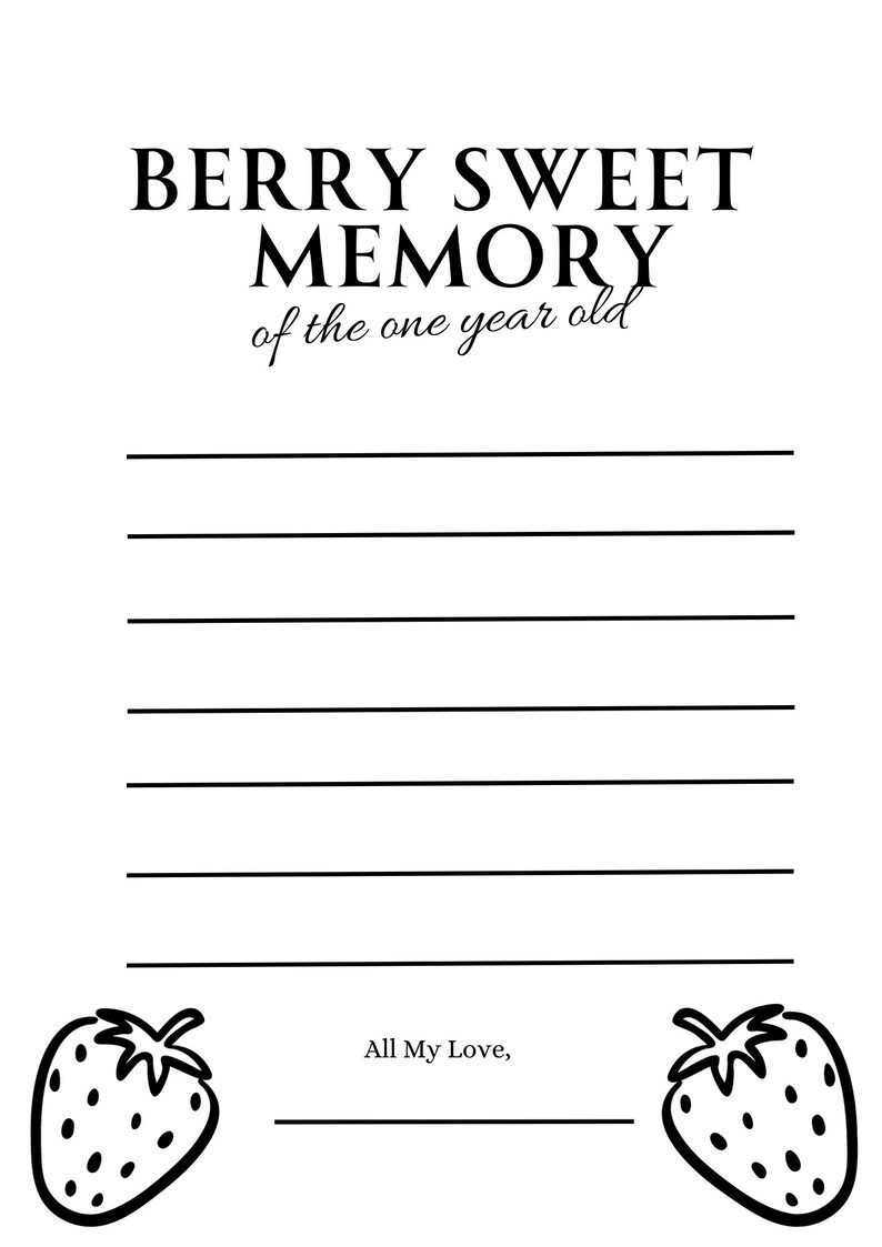 Berry Sweet One Birthday Activities - Etsy