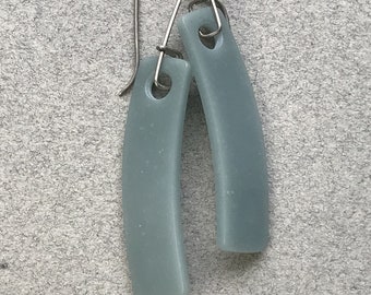 Hand made jade earrings, soft blue Guatemalan jade, Sterling silver wires
