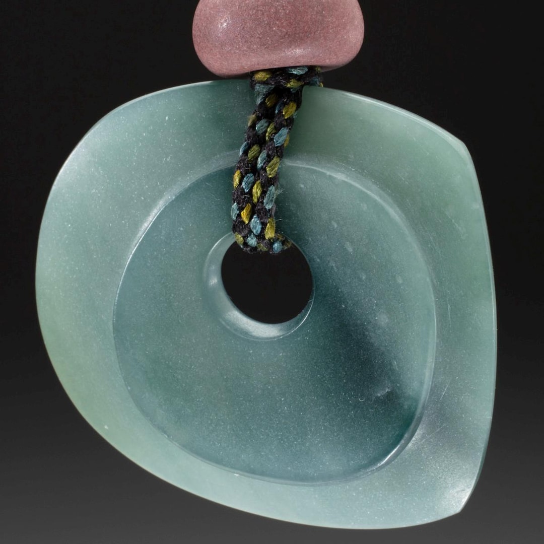 Rich Blue Collage Eye, Hand Carved Jade Pendant With Argillite Bead and ...
