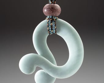 Hand Carved Guatemalan Jade Pendant: Jasper Bead & Hand Braided Silk