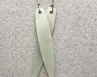 Celadon Willow Leaves, Hand made jade earrings, celadon Siberian jade, Gold filled wires