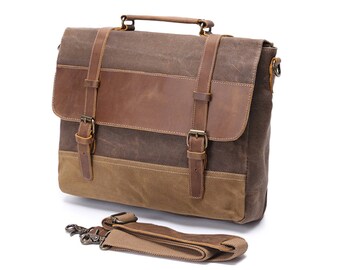 canvas leather briefcase