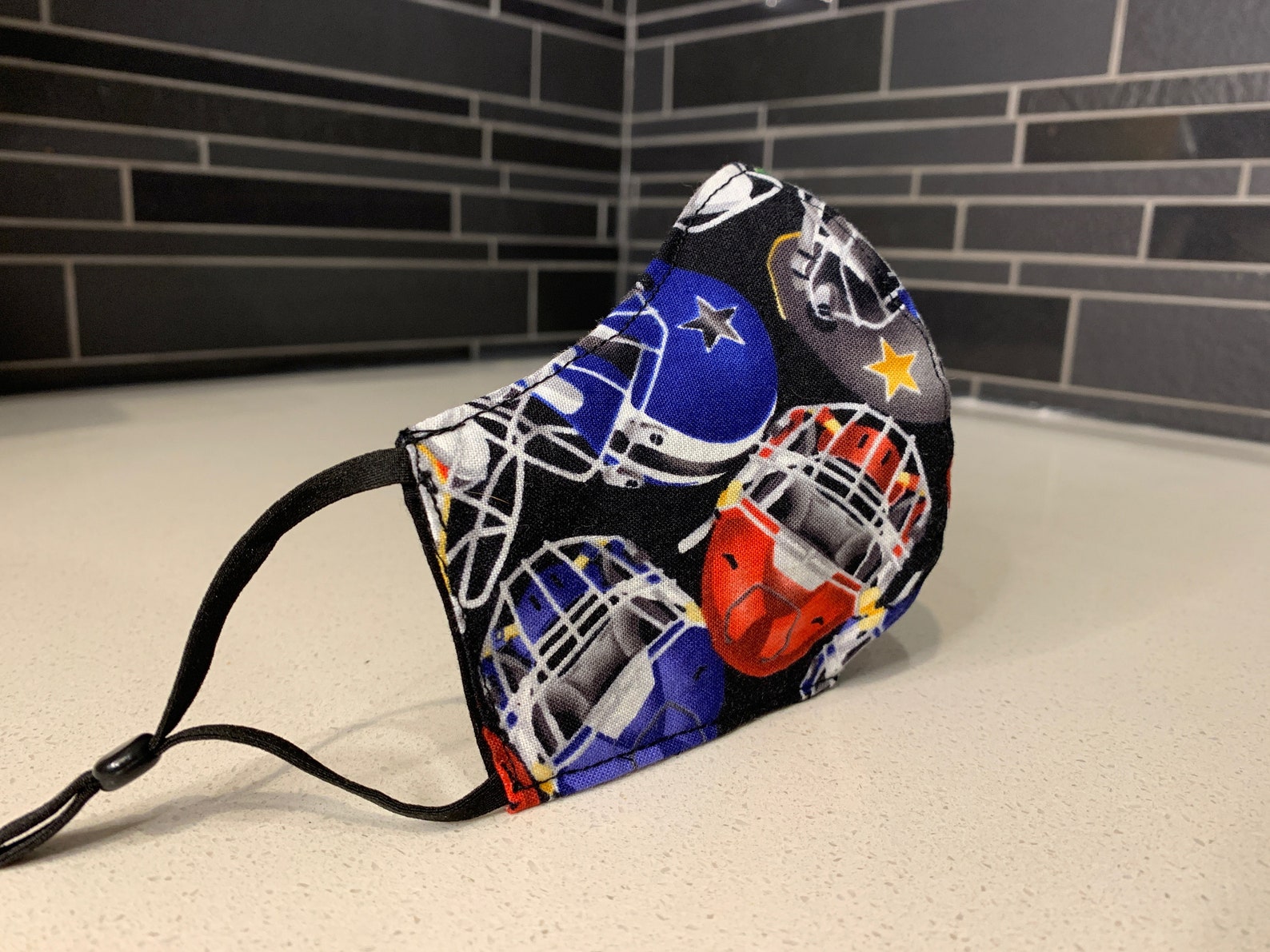 Kids Mask Football Helmet Reusable 2 Layer Fabric Face Etsy