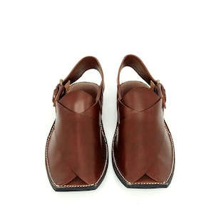 Handmade Leather Men Sandals Peshawari Kaptaan Chappal, traditional chappal image 3