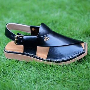 Handgjorda läder Peshavari Chappal sandaler, Kaptaan Style bild 6