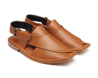 Handgefertigtes Traditionelles Peschawori Chappal | Kaptaan Chappal Leder Herren Sandale Inactive