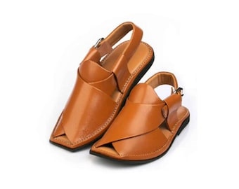 Handgefertigtes Traditionelles Peschawori Chappal | Kaptaan Chappal Pure Leather Peschauri Sandale