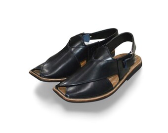 Handgefertigte Rindsleder Peschaari Chappal: Traditionelle afghanische Sandalen