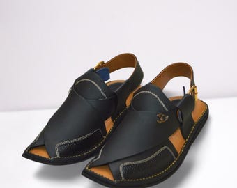 Herren Leder Peschawori Chappal Sandalen: Formelle Kaptaan genähte Schuhe