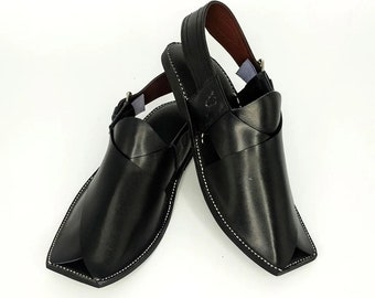 Handgefertigte Leder Peschawori Chappal Sandalen, Kaptaan Stil