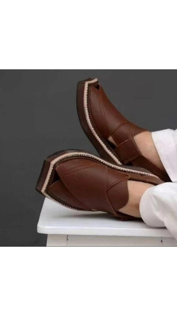 Handmade Leather Men Sandals Peshawari Charsadda Kaptaan Chappal, Black, Black