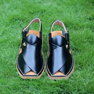 Handgjorda läder Peshavari Chappal sandaler, Kaptaan Style bild 4
