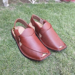 Original peshawari kaptaan Chappal For Men sole chappal Pure Leather Afghan traditional sandals Brown leather Comfortable Gift for him