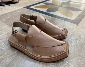 Premium Quality Leather Sandals Peshawari Pakistani for Men Ideal for local summer walks Handmade Brown Cowhide Leather Chappal Double Sole