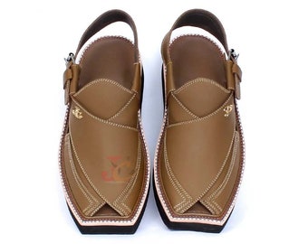 Herren Leder Peschawori Chappal Sandalen, handgefertigte formale Schuhe