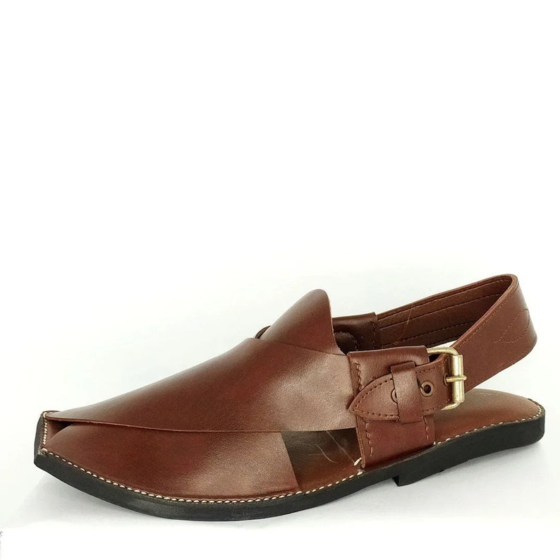 Handmade Leather Men Sandals Peshawari Kaptaan Chappal, traditional chappal image 4